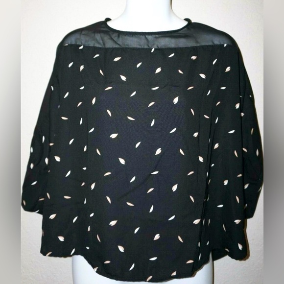 Maurices Black and White Top with Sheer Accents - Picture 1 of 4